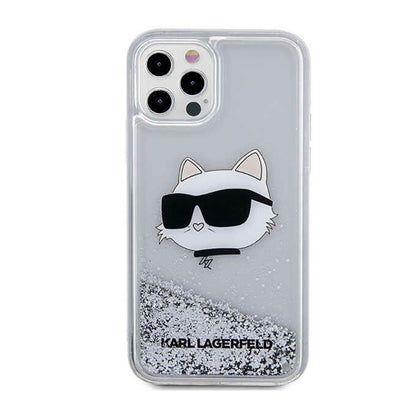 Karl Lagerfeld Liquid Glitter NFT Choupette Head - "iPhone 12" / "iPhone 12 Pro" dėklas (sidabrinis)