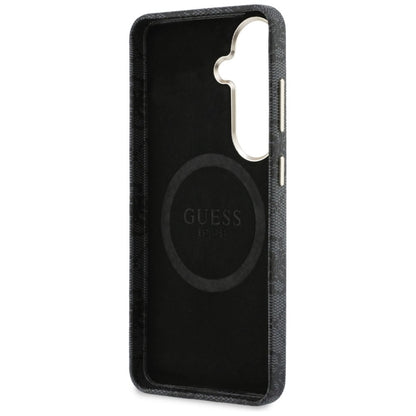 Guess 4G Blizgučių Apvalus Logotipas MagSafe - Samsung Galaxy S26 dėklas (juodas)
