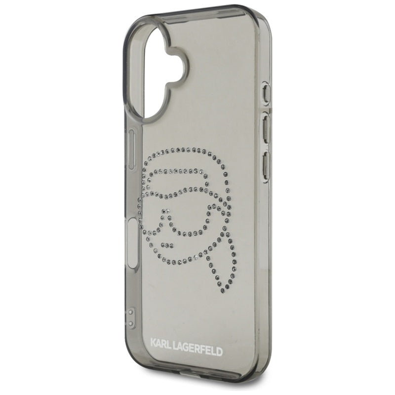 Karl Lagerfeld IML Rhinestones Karl Head – dėklas, skirtas „iPhone 16“ (juodas)