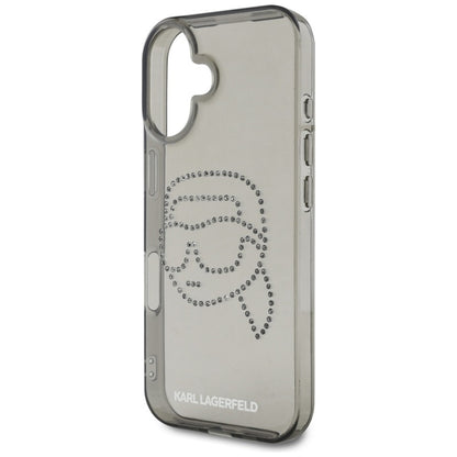 Karl Lagerfeld IML Rhinestones Karl Head – dėklas, skirtas „iPhone 16“ (juodas)