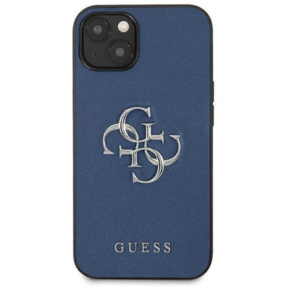 Guess Saffiano 4G Didelis Sidabrinis Logotipas – dėklas iPhone 13 mini (mėlynas)
