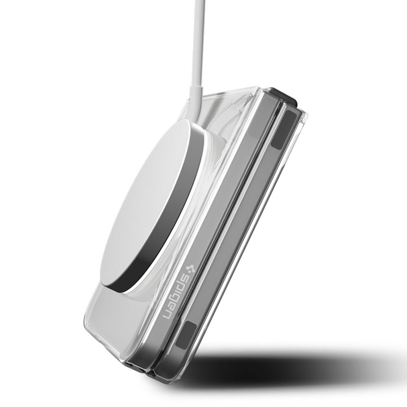 Spigen Airskin Mag MagSafe – dėklas, skirtas Samsung Galaxy Z Flip 7 (Skaidrus/Baltas)