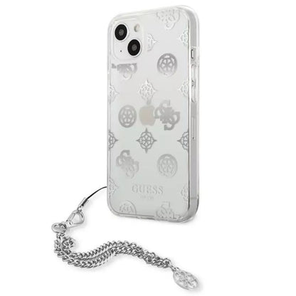 Guess Peony Chain Handle - Dėklas skirtas iPhone 13 mini (sidabrinis)