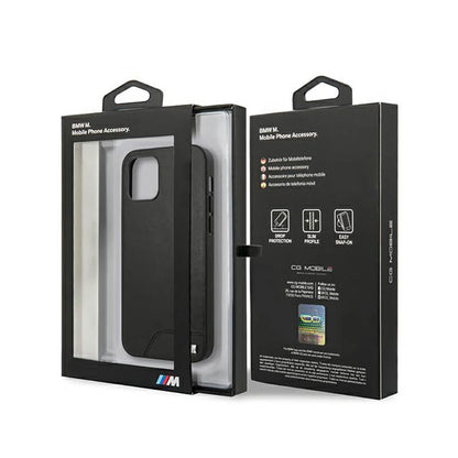 BMW lygios PU odos dėklas, skirtas iPhone 12 mini (Juodas)