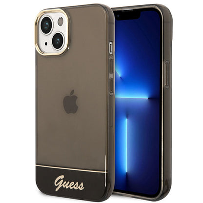 Guess Translucent – dėklas skirtas iPhone 14 Plus (juodas)