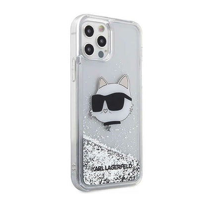 Karl Lagerfeld Liquid Glitter NFT Choupette Head - "iPhone 12" / "iPhone 12 Pro" dėklas (sidabrinis)