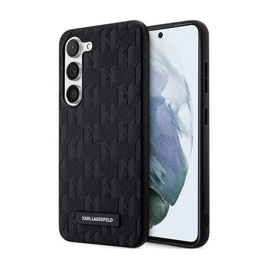 Karl Lagerfeld Saffiano Monogram Metal Logo – dėklas „Samsung Galaxy S24+“ (juodas)
