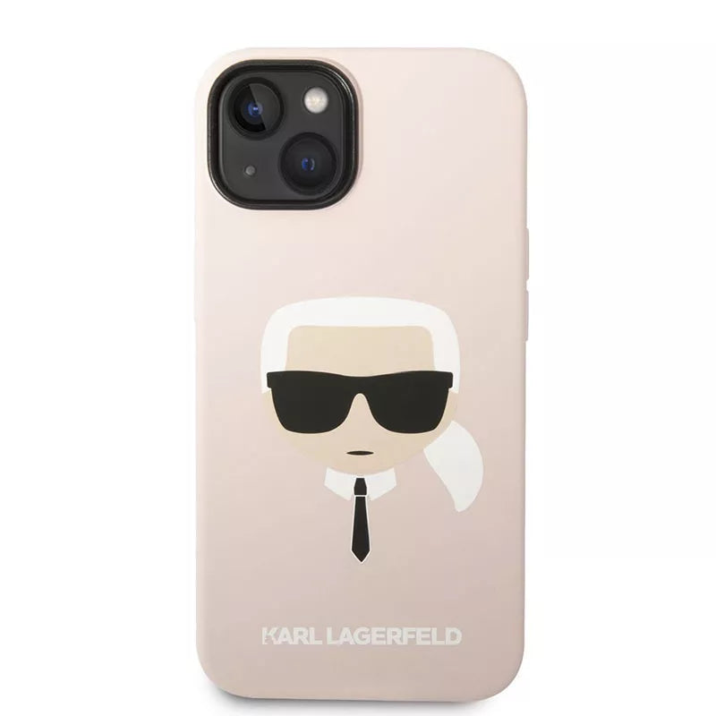 Karl Lagerfeld Silicone Ikonik Karl's Head MagSafe – dėklas iPhone 14 (rožinis)