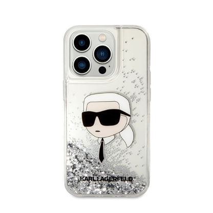 Karl Lagerfeld Liquid Glitter NFT Karl's Head – dėklas, skirtas iPhone 14 Pro Max (sidabrinis)