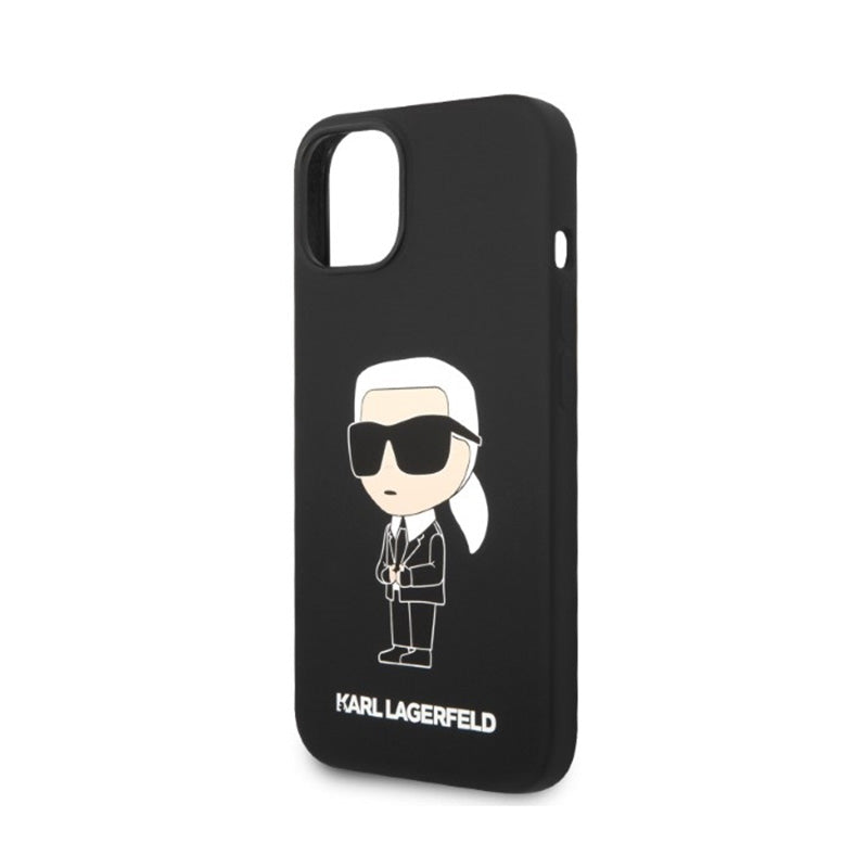 Karl Lagerfeld Silikoninis Ikonik MagSafe Dėklas – iPhone 15 Plus / 14 Plus (juodas)