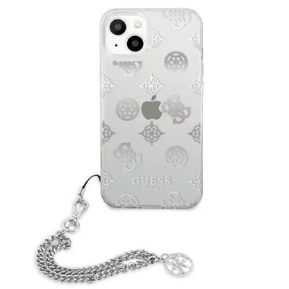 Guess Peony Chain Handle - Dėklas skirtas iPhone 13 mini (sidabrinis)