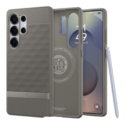 Spigen Parallax Mag MagSafe – Dėklas, skirtas Samsung Galaxy S25 Ultra (pelenų pilka)