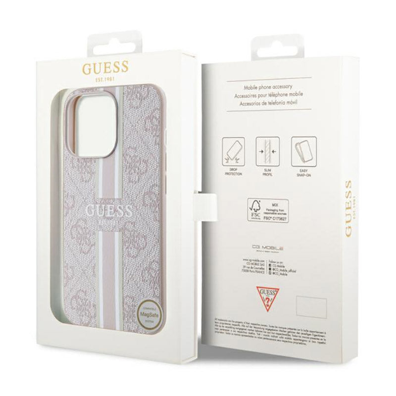 Guess 4G Printed Stripes MagSafe - "iPhone 13 Pro" dėklas (rožinis)