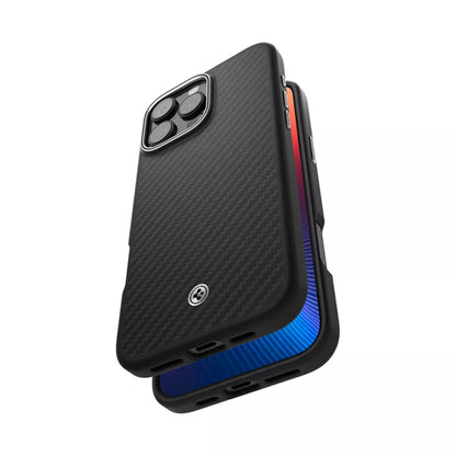 Spigen Enzo Aramid Mag MagSafe – dėklas iPhone 16 Pro (juoda / sidabrinė)