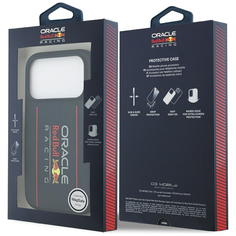 Red Bull Silikoninis Oversize Vertikalus Logotipas MagSafe - iPhone 17 Pro dėklas (Tamsiai Mėlynas)