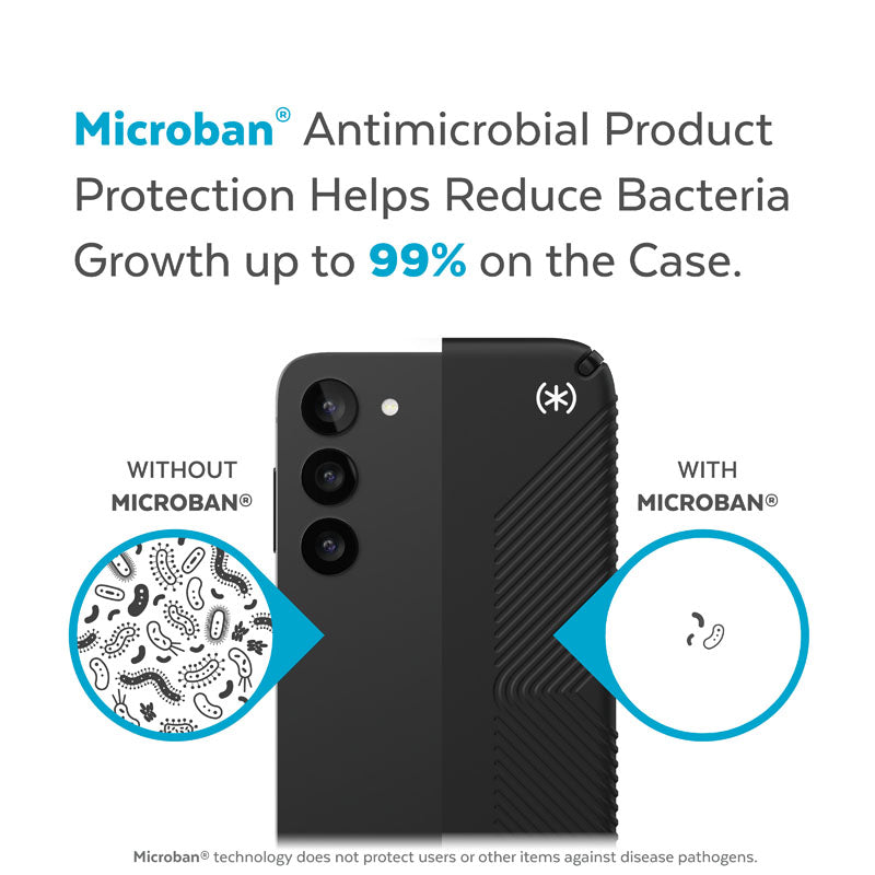 Speck Presidio2 Grip – Neslystantis dėklas Samsung Galaxy S23+ (juodas/juodas/baltas)