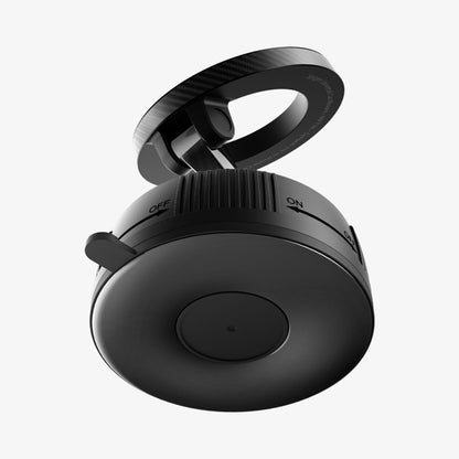 Spigen MFT36 - „MagSafe“ magnetinis automobilinis laikiklis prietaisų skydeliui ir priekiniam stiklui (juodas)