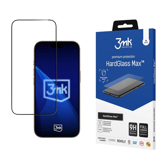 3mk HardGlass Max - Grūdintas stiklas, skirtas iPhone 17 Pro Max (Juodas)
