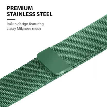 Crong Milano Steel – nerūdijančio plieno apyrankė, skirta „Apple Watch“ 44/45/46/49 mm (žalia)
