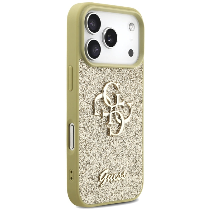 Guess Dėklas "Fixed Glitter Big 4G" iPhone 17 Pro (auksinis)
