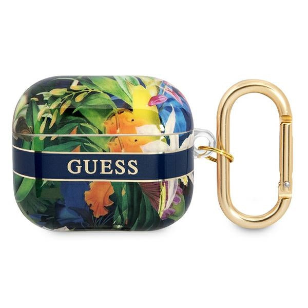 Guess Flower Strap – „Airpods 3“ dėklas (mėlynas)