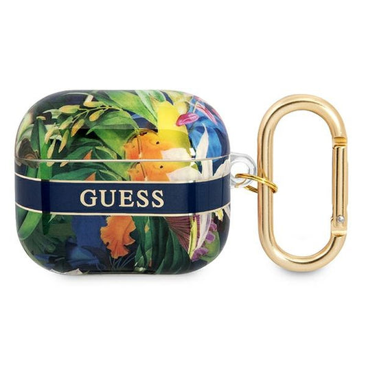 Guess Flower Strap – „Airpods 3“ dėklas (mėlynas)