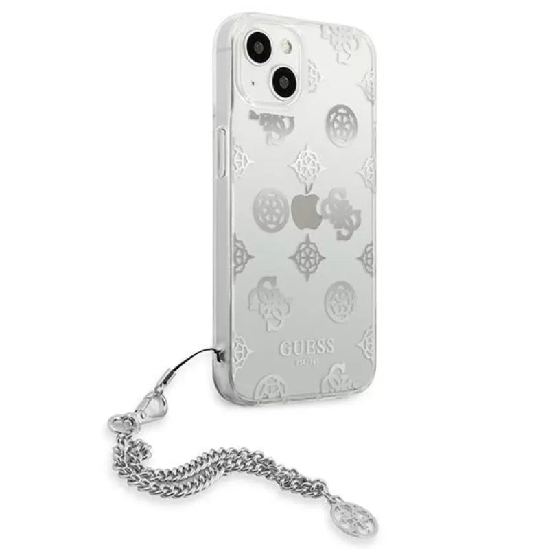Guess Peony Chain Handle - Dėklas skirtas iPhone 13 mini (sidabrinis)