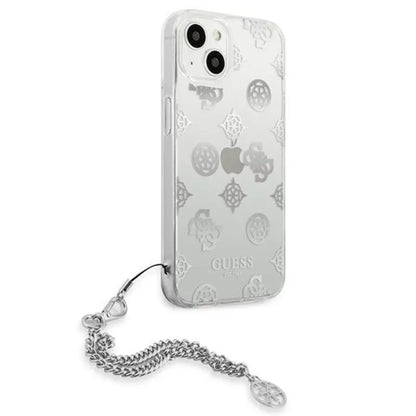 Guess Peony Chain Handle - Dėklas skirtas iPhone 13 mini (sidabrinis)