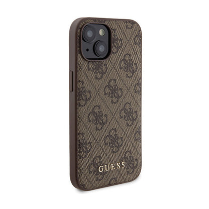 Guess Bundle Pack MagSafe 4G Metal Gold Logo - Dėklo rinkinys + Power Bank 5000mAh MagSafe iPhone 15 (ruda)