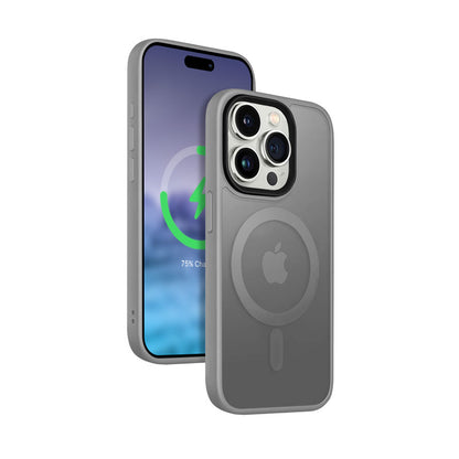 Crong Hybrid Frost MAG Cover – dėklas skirtas iPhone 15 Pro MagSafe (pilkas)
