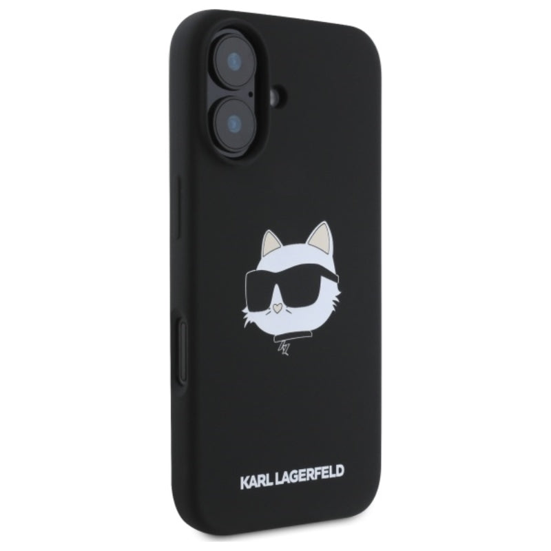 Karl Lagerfeld Silicone Choupette Head Print MagSafe - dėklas iPhone 16 (juodas)