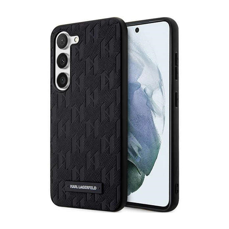 Karl Lagerfeld Saffiano Monogram Metal Logo – dėklas „Samsung Galaxy S24+“ (juodas)