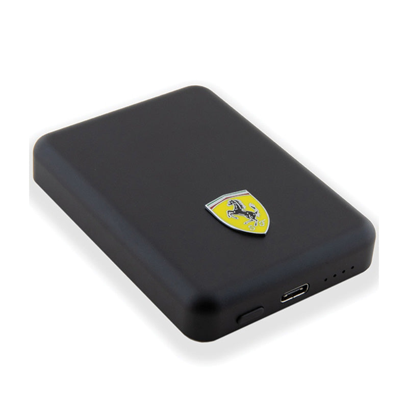 Ferrari Metalinis Logotipas „MagSafe“ – indukcinis maitinimo blokas 5000 mAh 15 W „MagSafe“ (juodas)