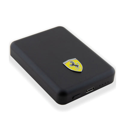 Ferrari Metalinis Logotipas „MagSafe“ – indukcinis maitinimo blokas 5000 mAh 15 W „MagSafe“ (juodas)