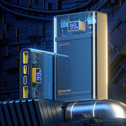 WEKOME WP-321 Vanguard serija – Power bank 20000 mAh Itin greitas įkrovimas PD 20W + QC 22.5W (Juoda / Permatoma)