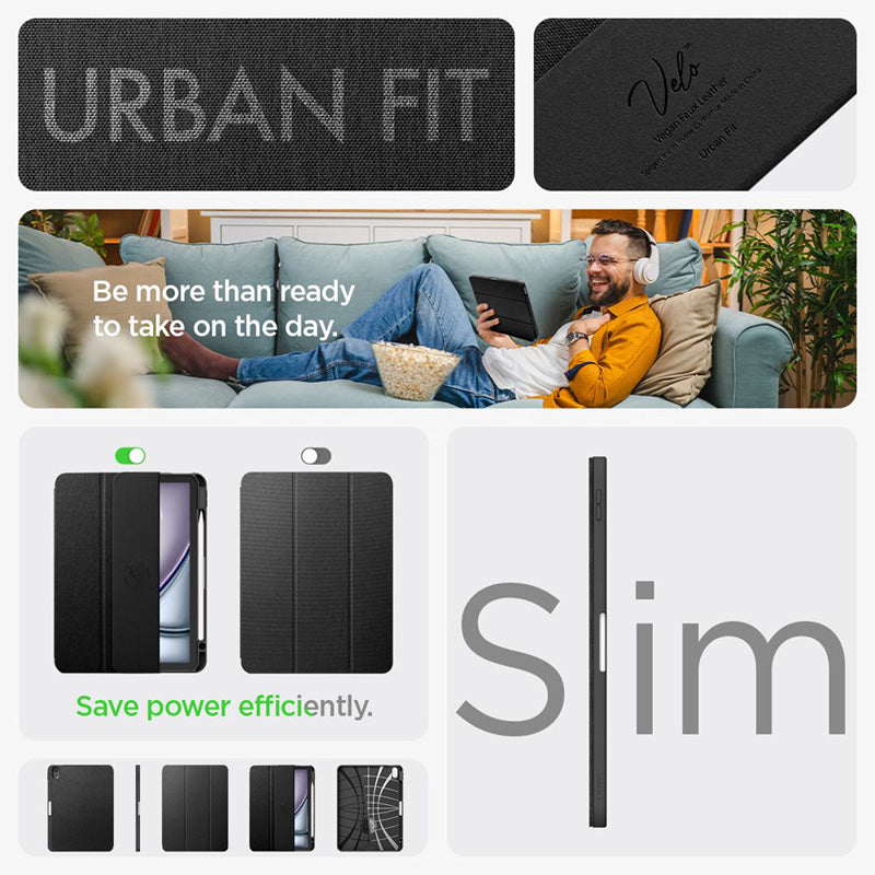 Spigen Urban Fit – dėklas, skirtas iPad Air 11 colių M3 (2025) / M2 (2024) / iPad Air 10,9 colių (5-os – 4-os kartos) (2022–2020) (juodas)