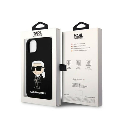 Karl Lagerfeld Silikoninis Ikonik MagSafe Dėklas – iPhone 15 Plus / 14 Plus (juodas)