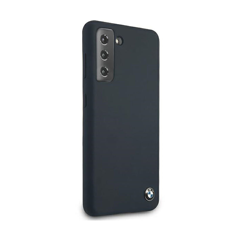 BMW silikoninis dėklas su parašo logotipu – skirtas Samsung Galaxy S21+ (tamsiai mėlynos spalvos)