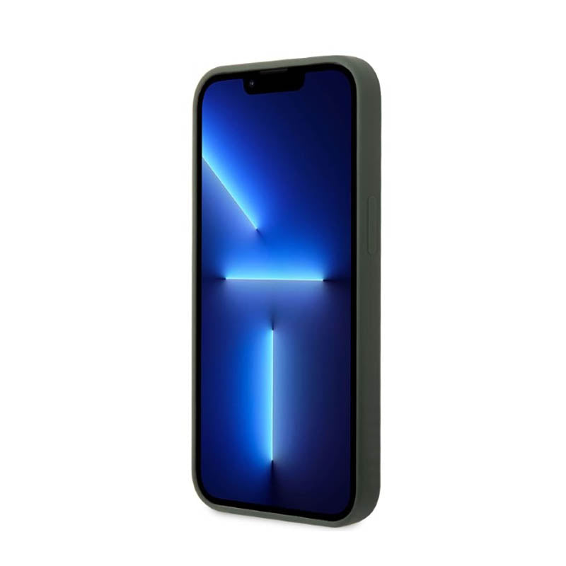 Guess Silicone Logo Plate MagSafe – dėklas, skirtas „iPhone 13“ (žalias)