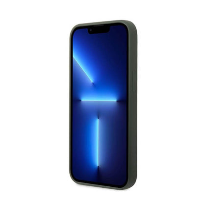 Guess Silicone Logo Plate MagSafe – dėklas, skirtas „iPhone 13“ (žalias)