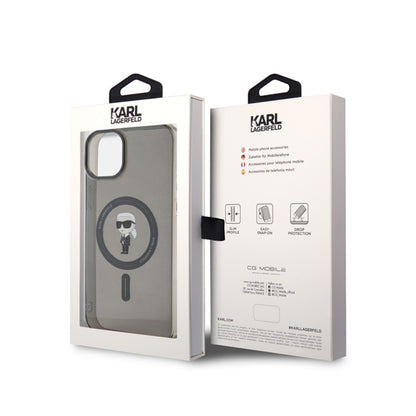 Karl Lagerfeld IML Ikonik MagSafe – dėklas iPhone 15 Plus (juodas)
