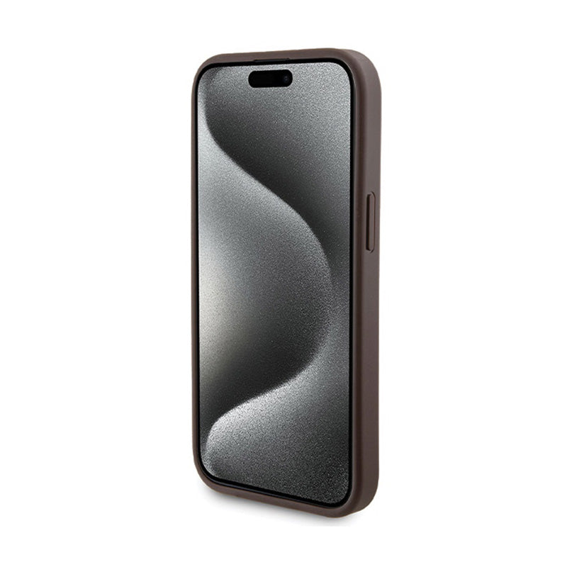 Guess Bundle Pack MagSafe 4G Metal Gold Logo - Dėklo rinkinys + Power Bank 5000mAh MagSafe iPhone 15 (ruda)