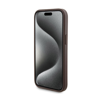 Guess Bundle Pack MagSafe 4G Metal Gold Logo - Dėklo rinkinys + Power Bank 5000mAh MagSafe iPhone 15 (ruda)