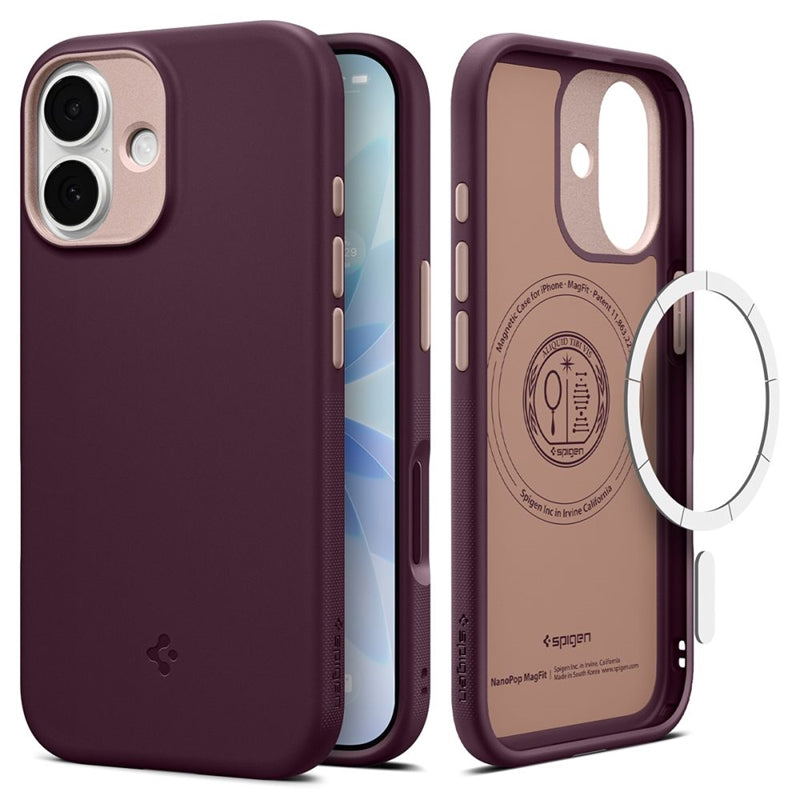 Spigen Nano Pop Mag MagSafe - Dėklas, skirtas iPhone 17 (Burgundy Bean)