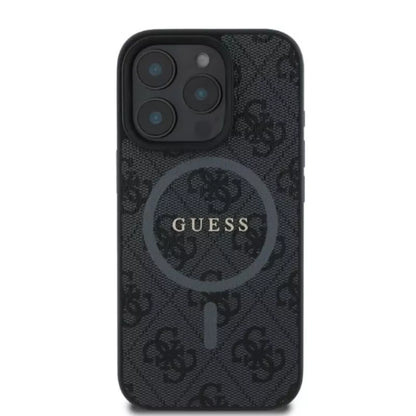 Guess 4G Ring Classic Logo MagSafe - "iPhone 16 Pro" dėklas (juodas)