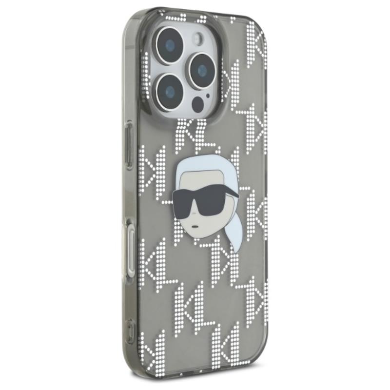 Karl Lagerfeld IML Karl Head Electroplated – dėklas iPhone 16 Pro (juodas)