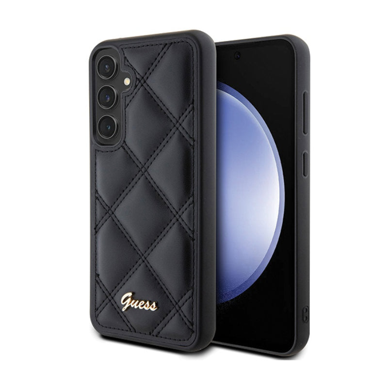 Guess Quilted Metal Logo - Samsung Galaxy S23 FE dėklas (juodas)