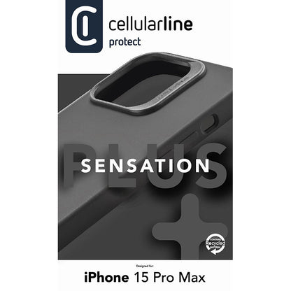 Cellularline Sensation Plus – iPhone 15 Pro Max dėklas su MICROBAN danga (juodas)