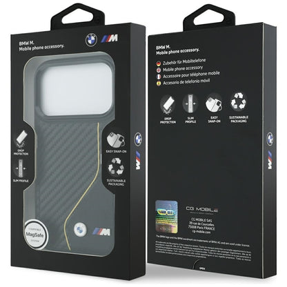 BMW M Carbon Line & Logo MagSafe dėklas iPhone 17 Pro (geltonas)