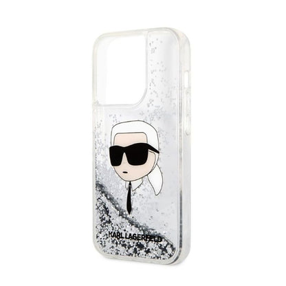 Karl Lagerfeld Liquid Glitter NFT Karl's Head – dėklas, skirtas iPhone 14 Pro Max (sidabrinis)
